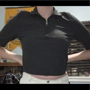 Quarter zip crop top